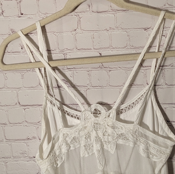 Abercrombie & Fitch LaceTrim Sheer Back Viscose-Cotton White Dress Small EuC - Picture 5 of 15
